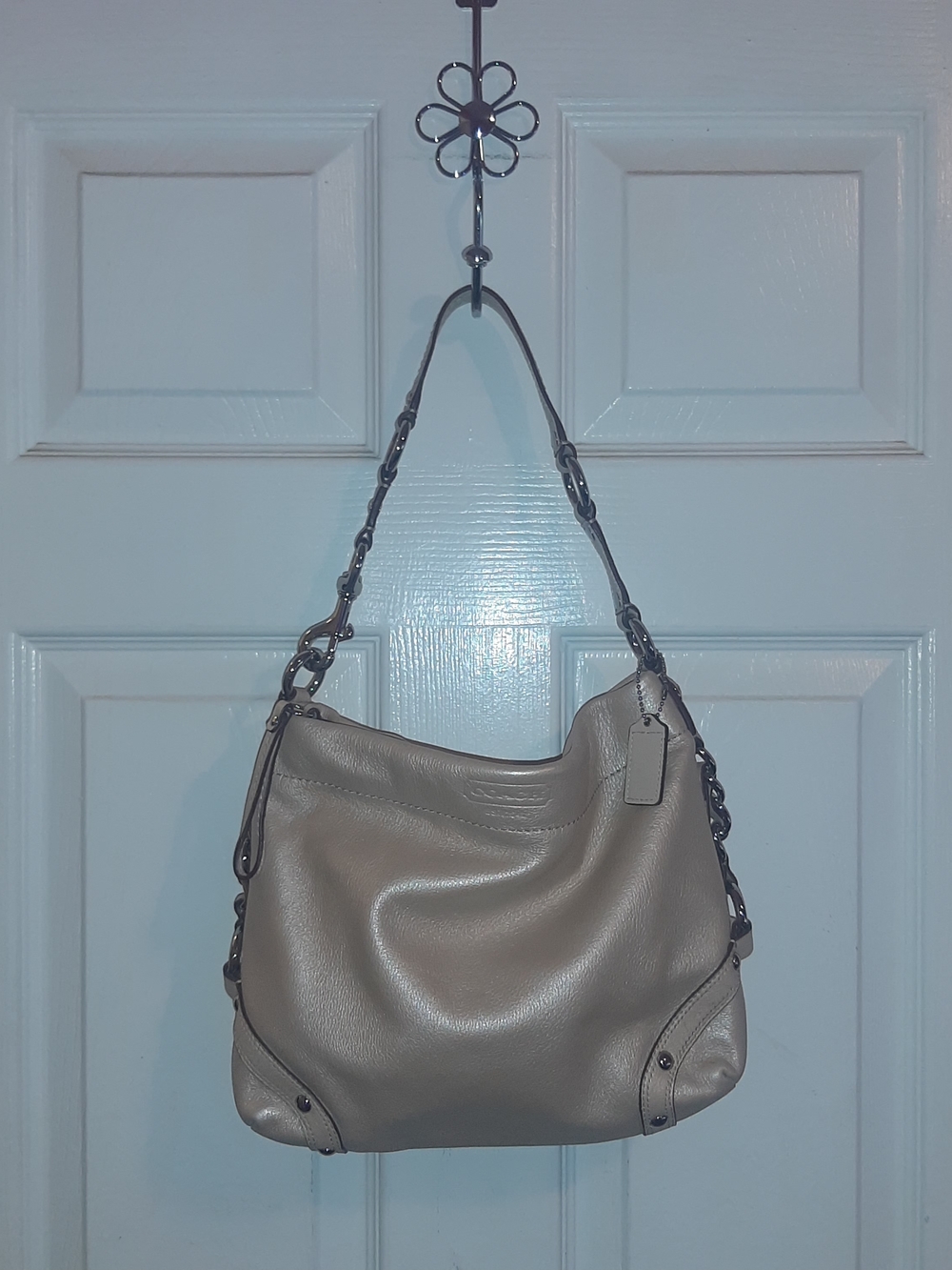 Coach Metallic Champagne Carly Shoulder Bag